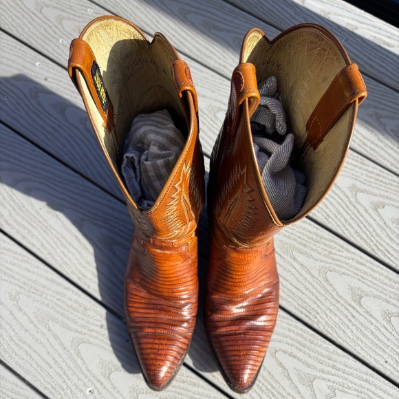 Dan Post Brown Lizard Skin Leather Western Cowboy Boots Men's Size 10D - Picture 7 of 12